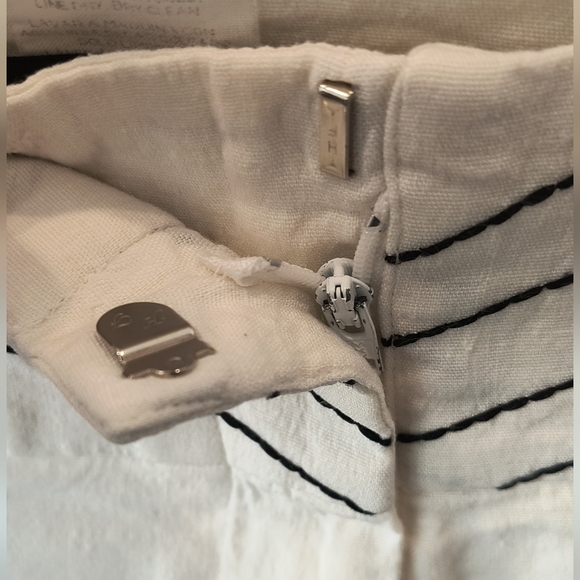 Bebe white with black embroidery Linen Pants - Picture 5 of 6